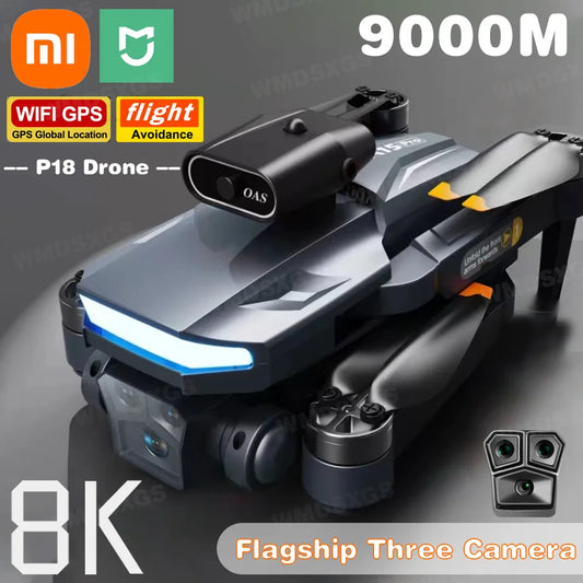 Xiaomi mijia p18 drone gps 8k hd câmera tripla fluxo óptico posicionamento evitar obstáculos fotografia dobrável quadcopter drone